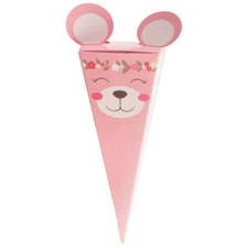 Bomboniera Astuccio Scatolina Portaconfetti Cono Orsetta Rosa dieci pezzi 17040