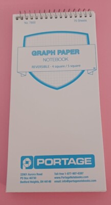 PORTAGE Graph Paper Notebook, 70 Sheets, Top Spiral Bound