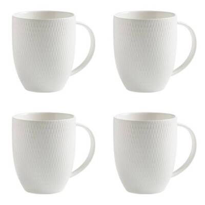 4er Set Becher Tassen DIAMONDS ROUND für 400ml weiß Porzellan Maxwell & Williams