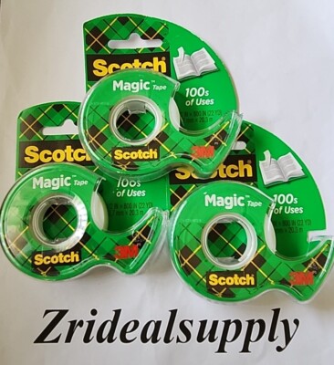 3M Scotch 119 Magic Tape with Dispenser 1/2 In x 800 In PACK OF 3