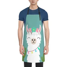 Llama Apron Green Aprons for Women With Pockets Mens Chef Waterproof Kitchen ...