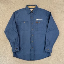 Carhartt Shirt Mens M Blue Long Sleeve Button Up Workwear Pocket Canvas Outdoor
