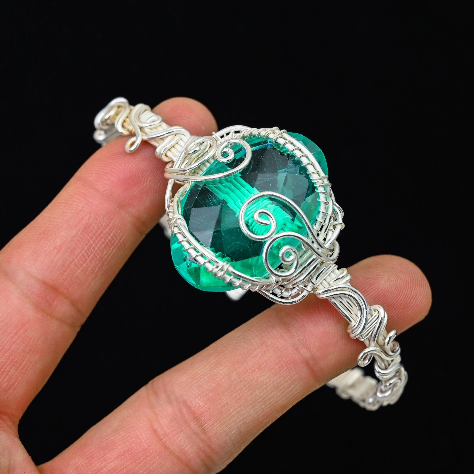 VALENTINO Braccialetto Fatto A Mano Pietra Preziosa Quarzo Verde Filo Rame Regalo Per Amore