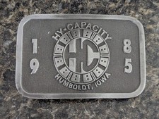 Vintage 1985 Belt Buckle Humboldt Iowa Hy-Capacity Limited Edition 1 of 100