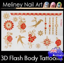 3D Flash Tattoo PCT0021 Gold Metallic Body Art Fashion Jewellery Sparrow