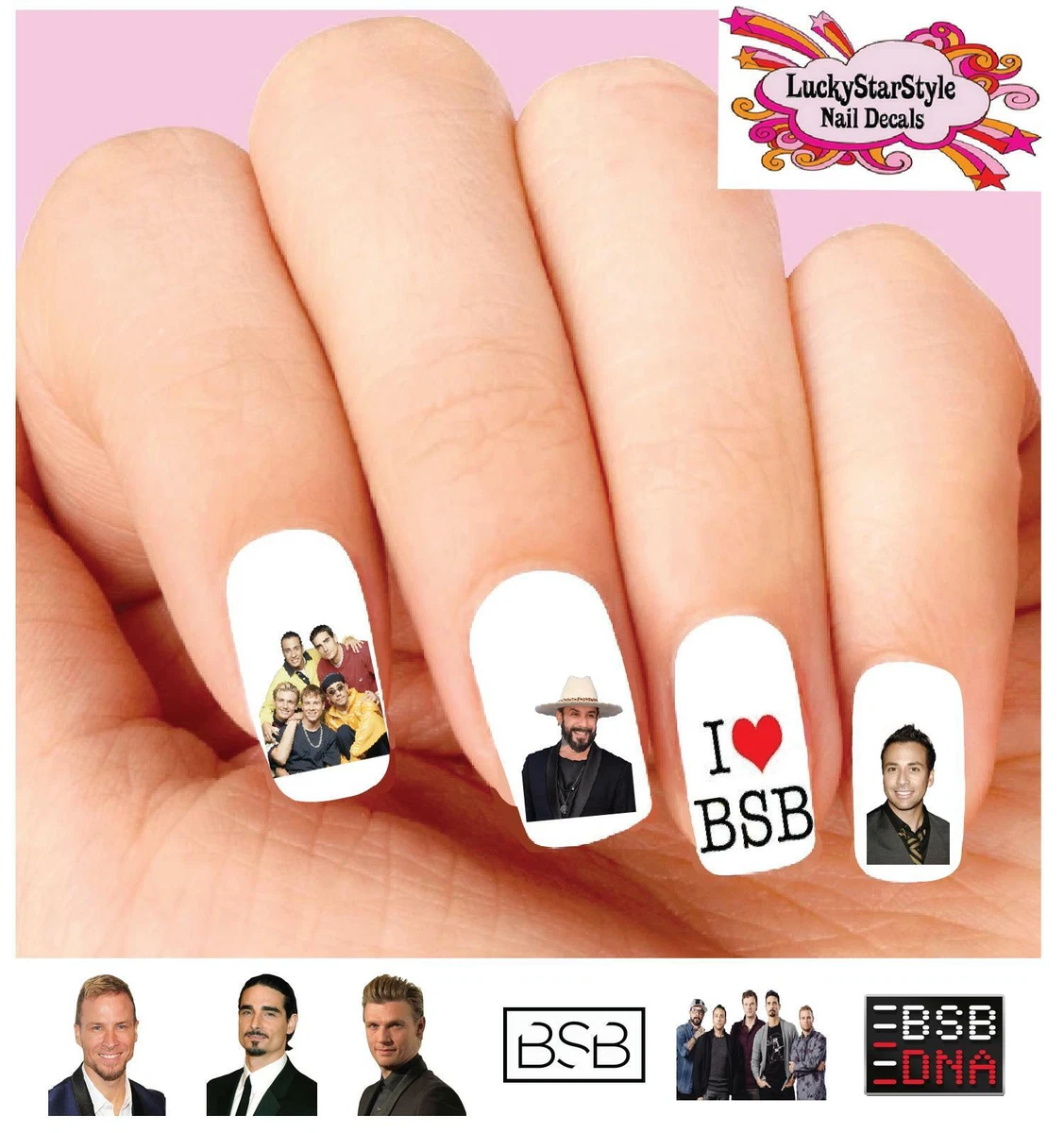 Waterslide Nail Decals Set of 20 Backstreet Boys BSB DNA Assorted