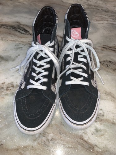 black and white vans with roses