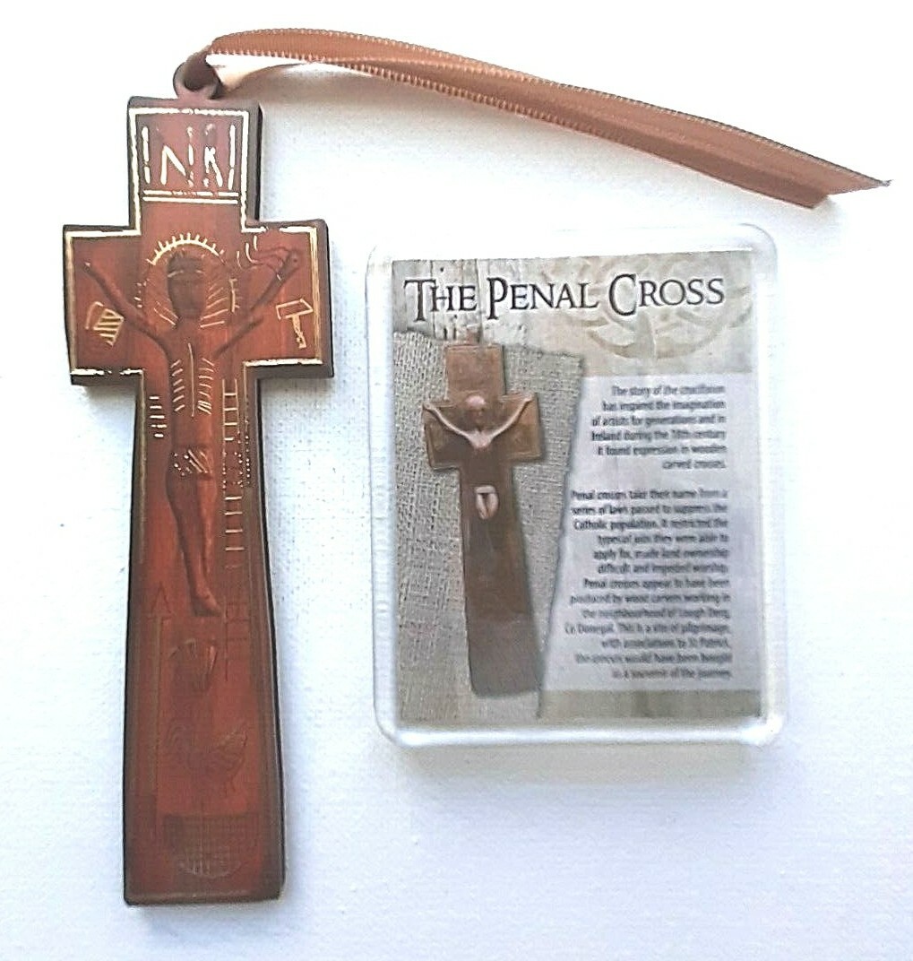 IRISH PENAL CROSSES     6" WOOD CROSS and FRIDGE MAGNET