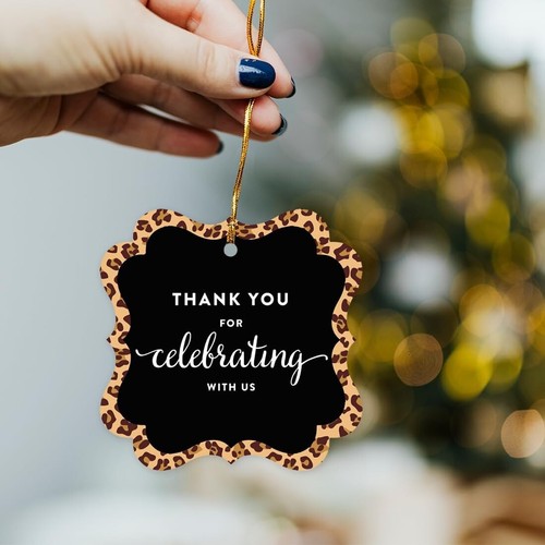 Birthday Fancy Frame Gift Tags Thank You for Celebrating with Us Leopard Cheetah - Picture 5 of 5