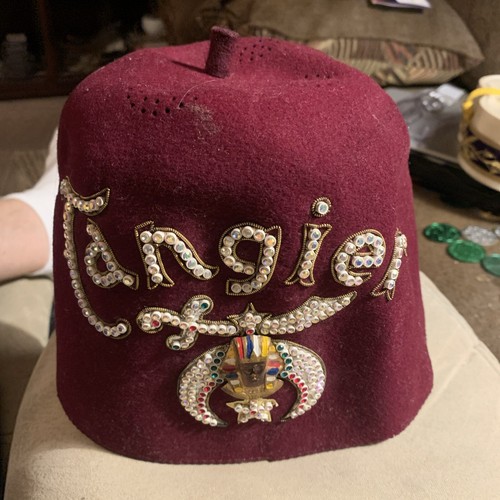 Vintage Freemason Mason Shriners Red FEZ Hat Cap Nobles Egypt Sphinx Tangier eBay
