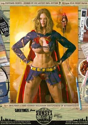 SUPERGIRL Film SEXY MILLY ALCOCK Poster DC Comic Signed Print Woman of Tomorrow