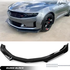 Front Bumper Lip Splitter Gloss Black Fits For 16-22 Chevy Camaro 1LE Style ABS