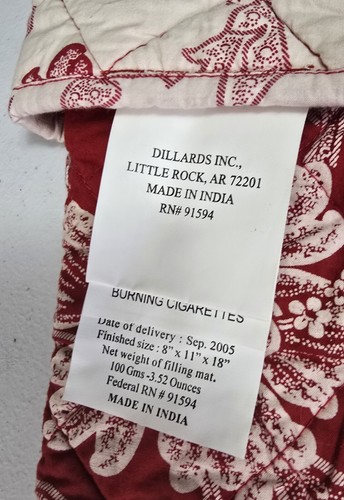 2 Vintage Christmas Stocking Dillard’s Quilted Red/White NEW ~ Farmhouse Cottage - Picture 8 of 11