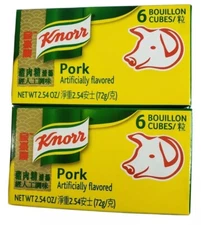 Knorr Pork flavor Bouillon 6 Cubes 2.2 oz  (2 boxes)