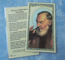 Saint St. Pio with Prayer to Padre Pio of Pietrelcina - Laminated Holy Card