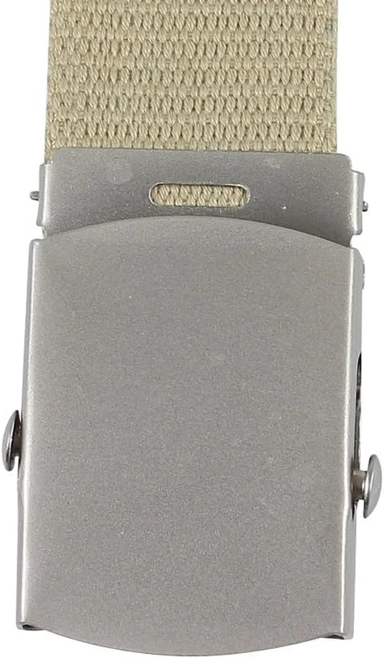Cintura Canvas in Tela Stile Militare Fibbia Scorrevole in Metallo 120Cm, Beige - Immagine 2 di 2