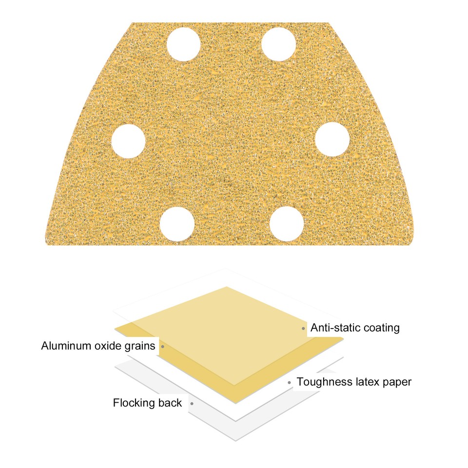 24pcs Mouse Detail Sander Sandpaper 6Hole 120 Grit Triangle Sanding