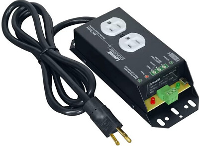 Lowell RPC-15 15A Remote Power Control with 2-15A Outlets, Steel w/Black Finish