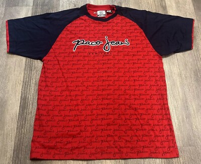 Elite Jeans PACO Jeans Spell out AOP Short Sleeve Mens X Large