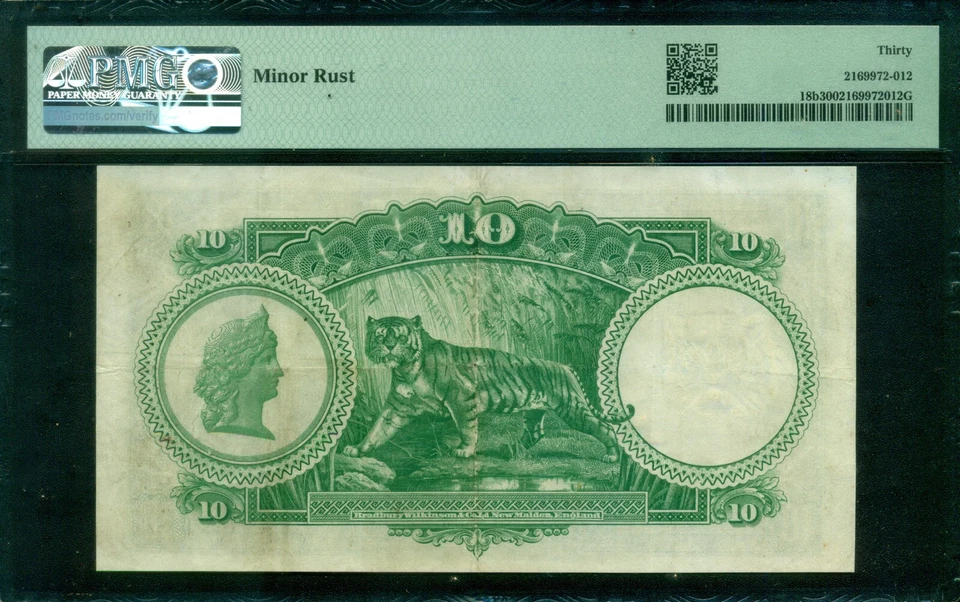 Straits Settlements British Administration 1935. 10 Dollars. P-18b PMG 30 - Image 2 of 2