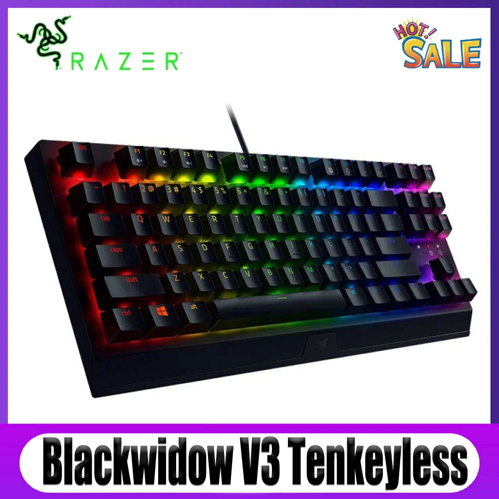 Razer BlackWidow V3 Tenkeyless Wired Mechanical Gaming Keyboard for PC with  RGB Chroma, Green Switches, Black 