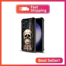 CARLOCA Case for Samsung Galaxy S22,Flag Ribbon Skull Hunting Galaxy S22 for Men