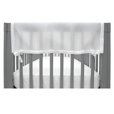 Breathable Mesh Crib RailGuard Teething Cover, White, 27  Short Panel 2-Pack 