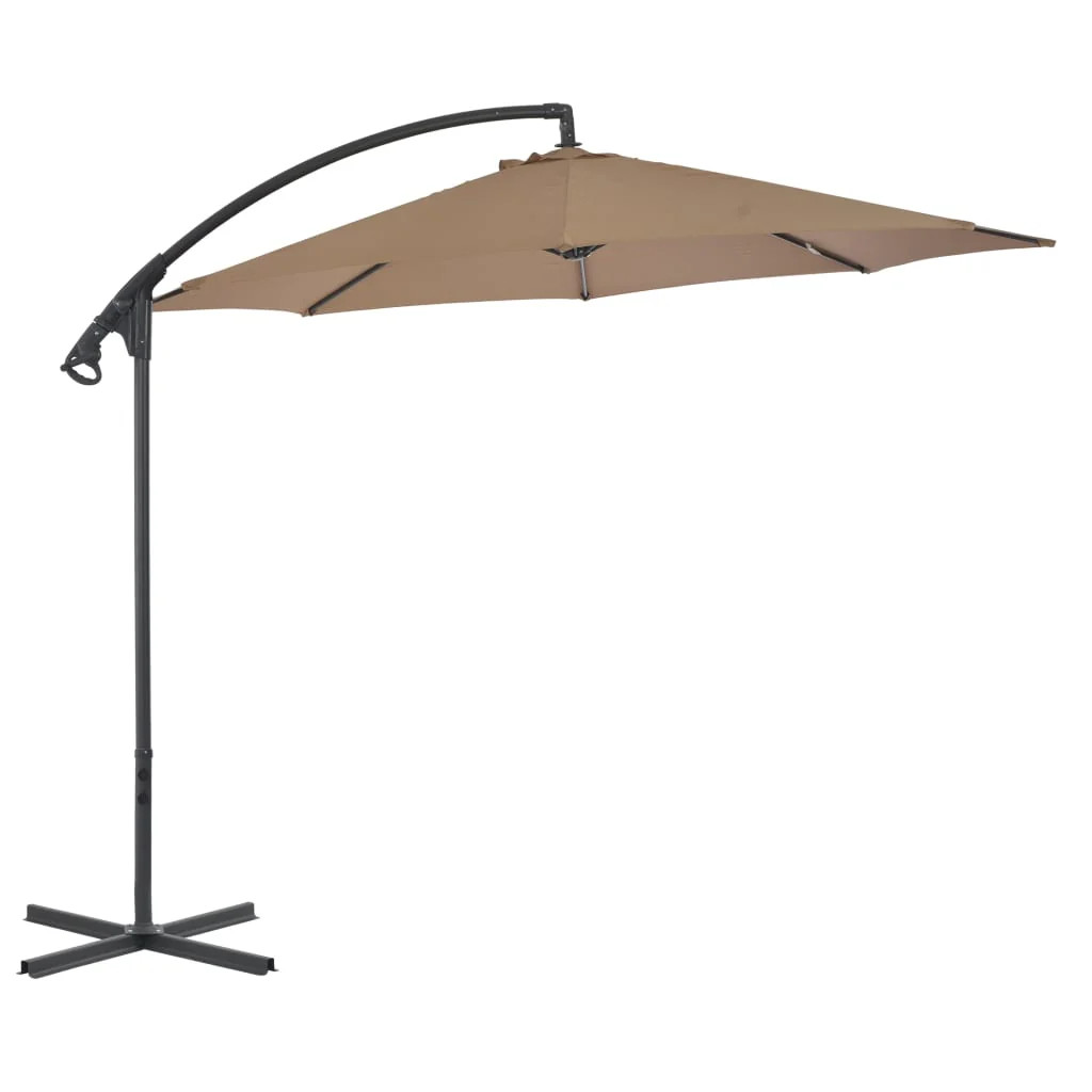 Parasol de jardin suspendu inclinable 3m taupe Hell pour terrasse