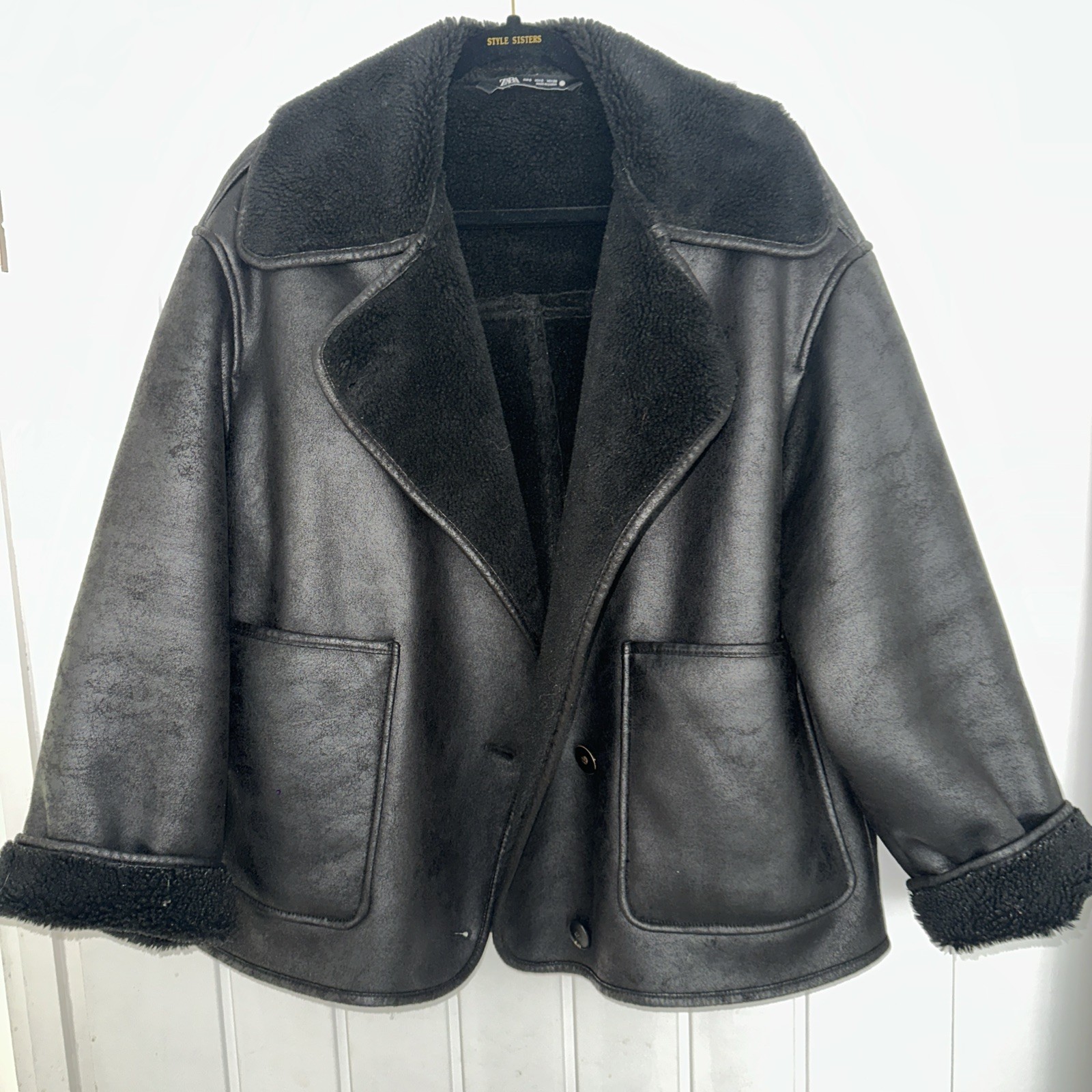 Sold Out Zara Shearling Double Faced Jacket Black Size Small RRP £89.99