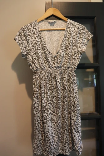 Boden Dress Women's US 10P Black Coral Dress V-Neck Short Sleeve