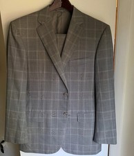 Canali 1934 Men's Wool Gray Glen Check 2-Piece Suit Made In Italy , Size 42R