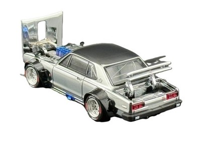 Pop Race 1:64 Nissan GT-R Drift Hakosuka Silver Chrome HK ToyCar