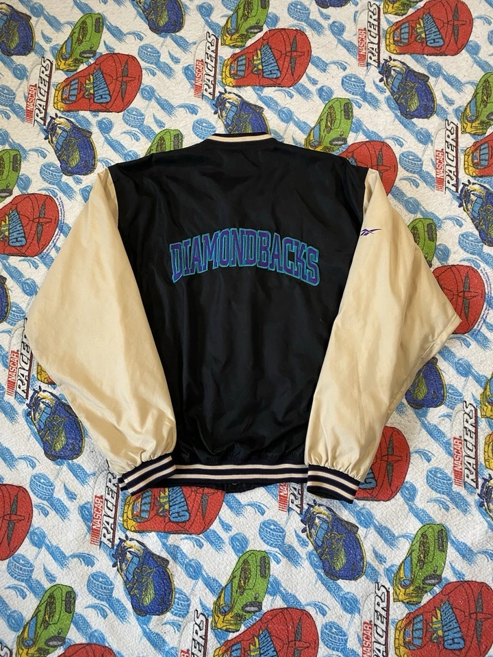 Винтажная куртка Reebok MLB Arizona Diamondbacks M черная кремовая Varsity Bomber 90-е - Изображение 2 из 4