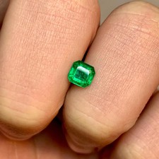1.06 Cts Natural vivid Green Asscher Cut Emerald 6x6 mm Loose Gemstone Jewelry