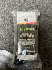 Bamboo Sports Premium Crew Socks Large Size 3 Pack Grey