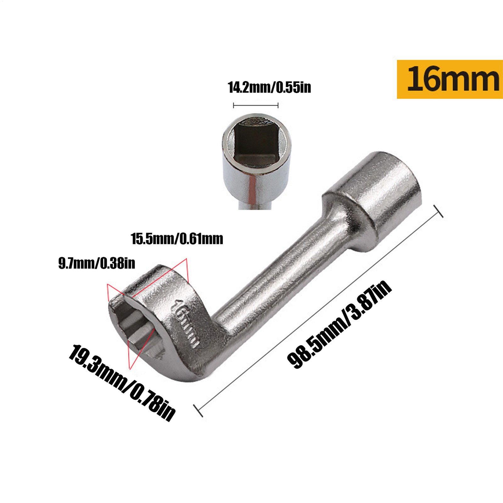 L-Type Open Ended Ring Diesel Fuel Injector Line Socket Wrench Set 12-19mm thumbnail 8