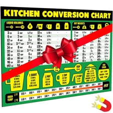 Kitchen Conversion Chart Magnet Extra Large Easy To Read 11 X 8.5 Measurement