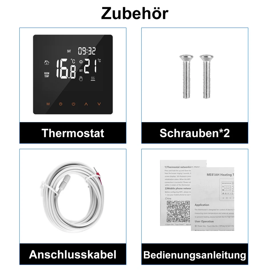 Digital Raumthermostat Thermostat Fussbodenheizung Unterputz LCD Wandheizung DHL - Bild 3 von 4