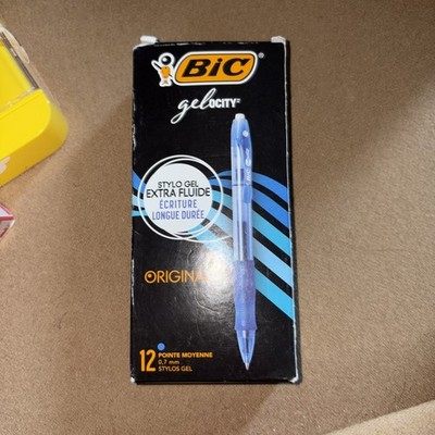 BIC Gelocity 0.7mm Blue Gel Ink Medium Point Pens Box of 12 RLC11 NEW