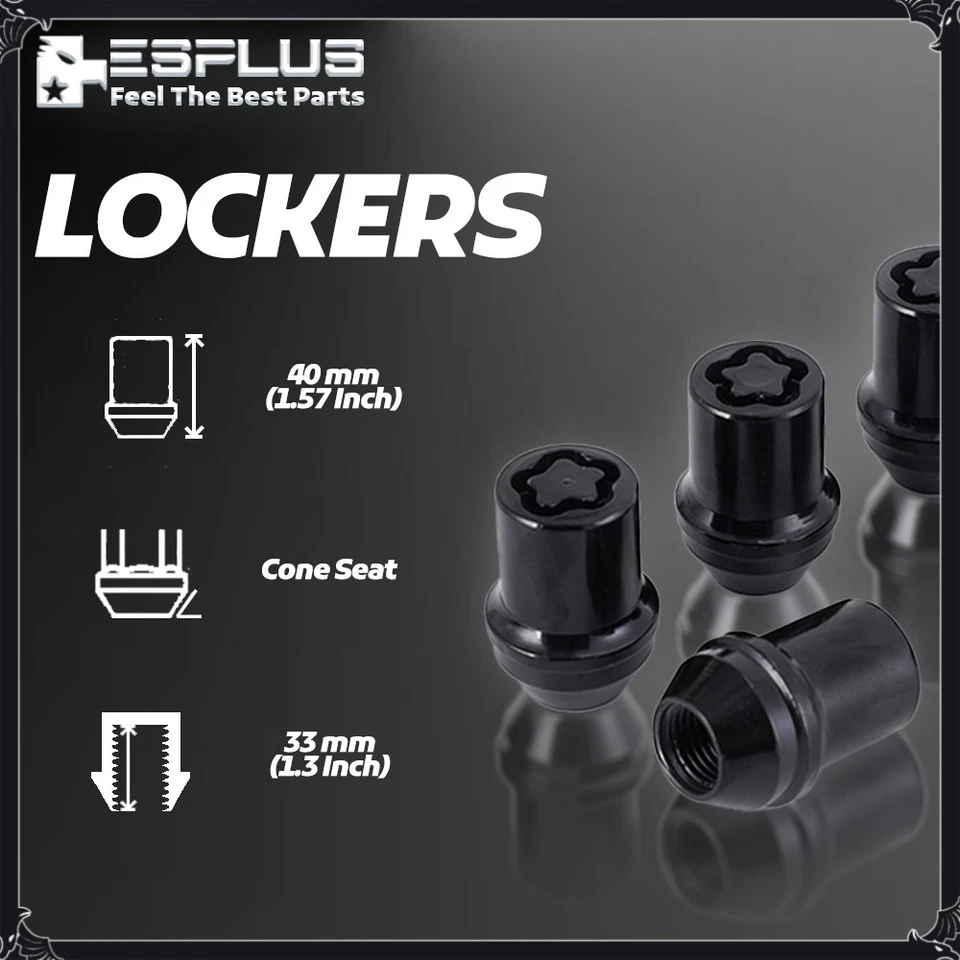 [4] Tuerca de bloqueo de rueda negra 14x1,5 para rueda de stock Ford Chevy Cadillac Tesla Foto 3 de 4