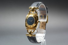 [Exc+5] Vintage GUCCI 6300L Gold 22mm Black Dial Quartz Women's Watch From JAPAN