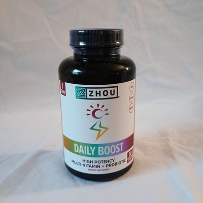 Zhou Nutrition Daily Boost Multivitamin Probiotic Vegan GF 30 Capsules Exp 5/26