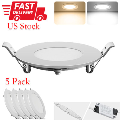 6W 5'' Round LED Recessed Ceiling Panel Down Lights Bulb Lamp Fixture 4500K/6500K