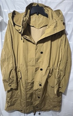 Cole Haan Women s Olive Green Hooded Long Button Raincoat Coat Jacket Size M
