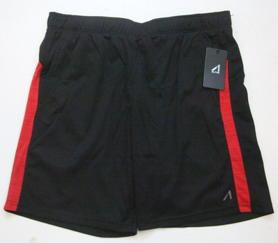 New Large Alive Black & Red Athletic Drawstring Shorts Polyester 34'' x 9'' RR30