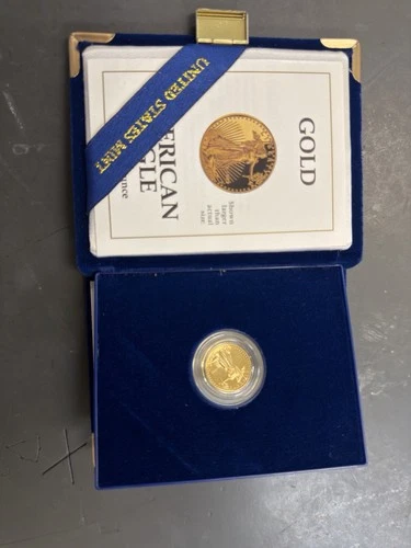 1992-P American Eagle Gold Proof 1/10 oz Box & COA Paper