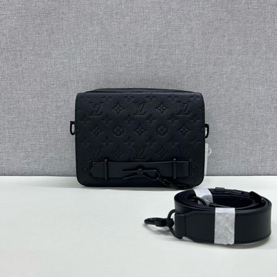 Louis Vuitton Steamer Monogram Print Leather Messenger Bag Black Men #9O6S