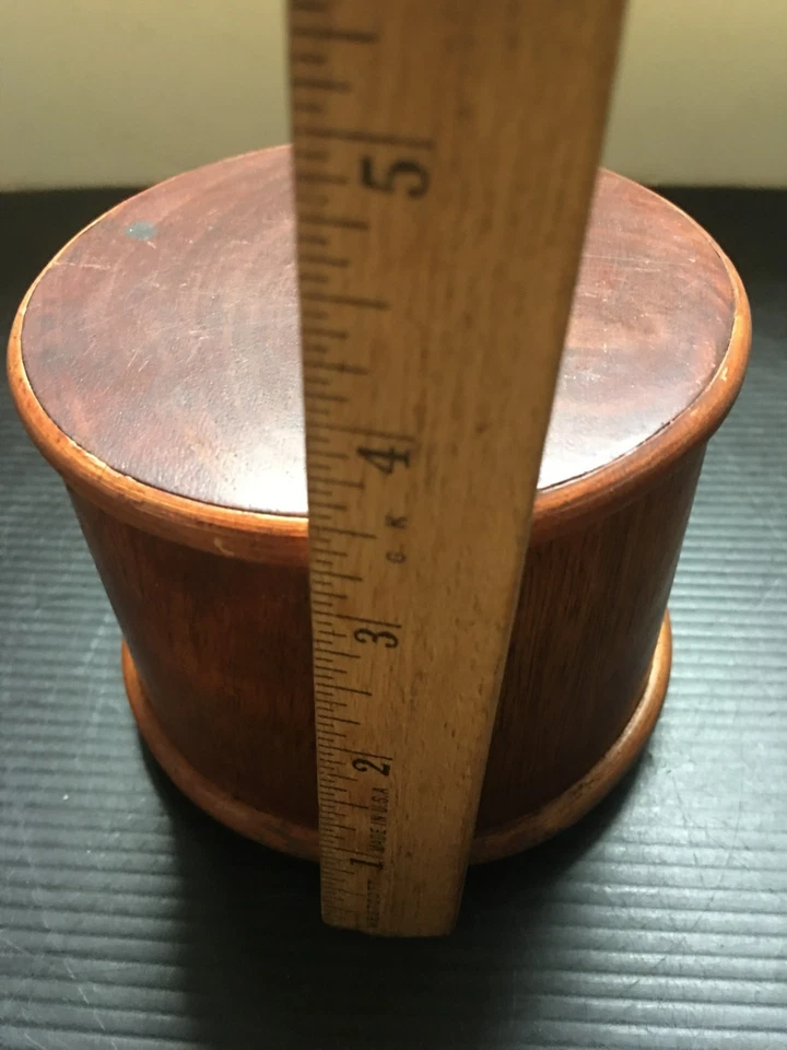 Vintage Rosewood Cylindrical Storage Box Natural Grain Finish Pen Holder 4.25"D - Image 4 of 4