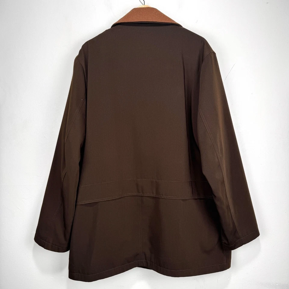 Abrigo Afazzy New York Top Hombre XL Marrón Tostado Cuello Cremallera Forro Largo Medio Abrigo Foto 2 de 4