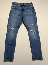 Levi's 501 Skinny High Rise Jeans Women  s 27x28 Distressed Button Fly Blue